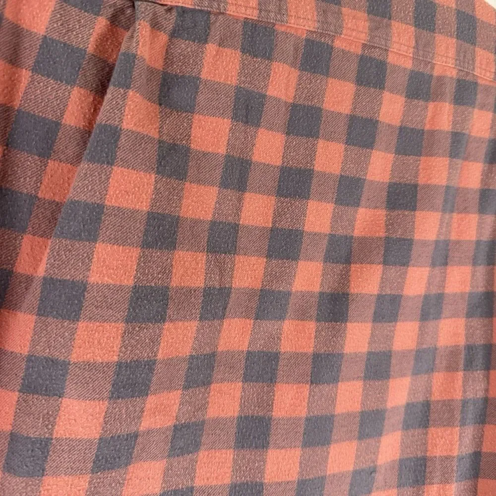 J Crew Flannel Slim Fit Button Down Shirt Men's Medium Orange Plaid Long Sleeve